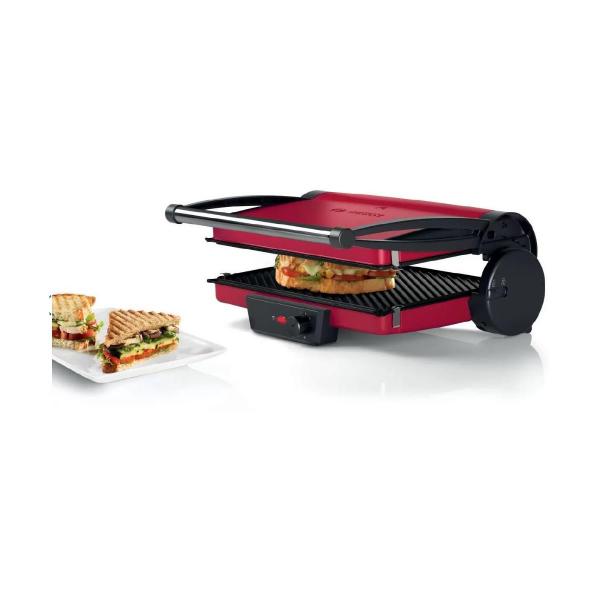 Bosch TCG4104 Tischgrill, 2000W, Grillfläche: 328 x 238mm mm, Ober-Unterhitze, rot