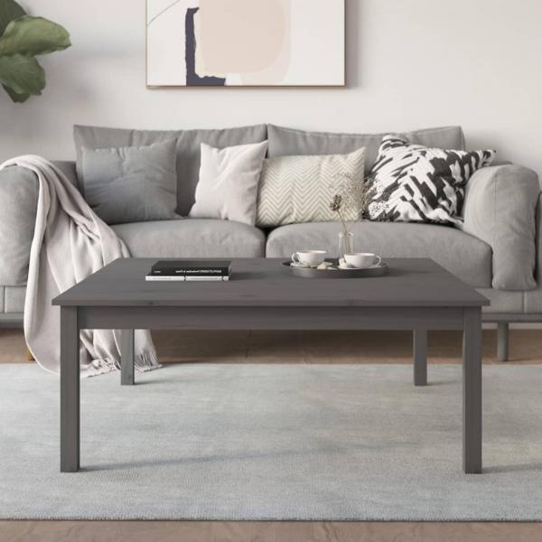 ARDEBO.de - Couchtisch Grau 100x100x40 cm Massivholz Kiefer