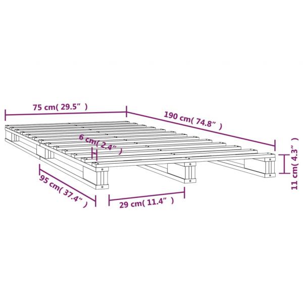 Palettenbett Weiß 75x190 cm Massivholz Kiefer