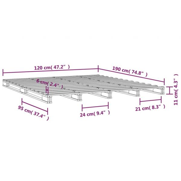 Palettenbett Grau 120x190 cm Massivholz Kiefer