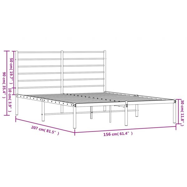 Bettgestell mit Kopfteil Metall Schwarz 150x200 cm