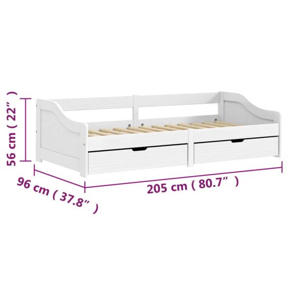 Tagesbett mit 2 Schubladen IRUN Weiß 90x200cm Massivholz Kiefer