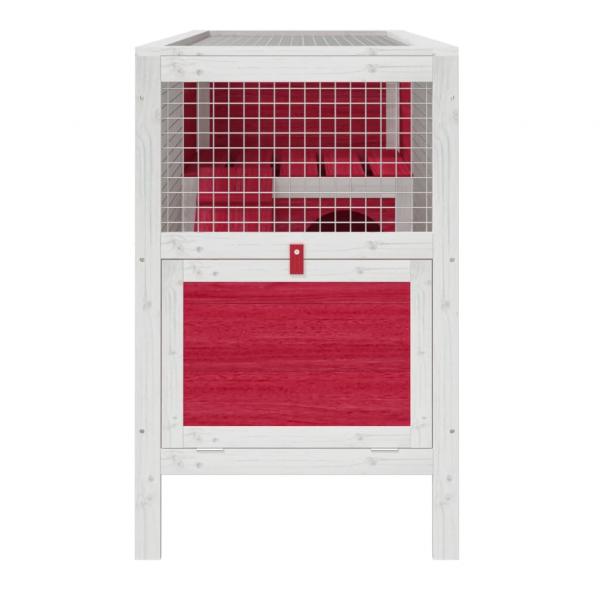 Kaninchenstall Rot 103x44x69,5 cm Massivholz Kiefer