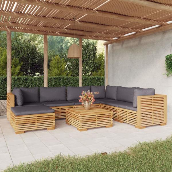 ARDEBO.de - 8-tlg. Garten-Lounge-Set mit Kissen Massivholz Teak