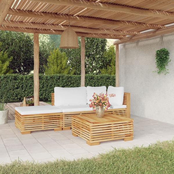 ARDEBO.de - 4-tlg. Garten-Lounge-Set mit Kissen Massivholz Teak