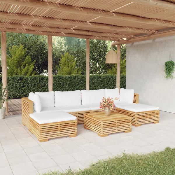 ARDEBO.de - 7-tlg. Garten-Lounge-Set mit Kissen Massivholz Teak