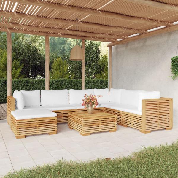 ARDEBO.de - 8-tlg. Garten-Lounge-Set mit Kissen Massivholz Teak