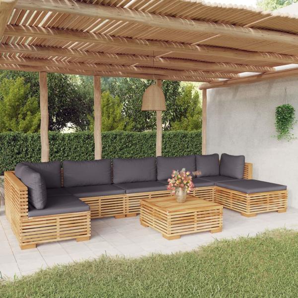 ARDEBO.de - 8-tlg. Garten-Lounge-Set mit Kissen Massivholz Teak