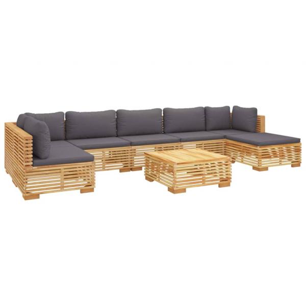 8-tlg. Garten-Lounge-Set mit Kissen Massivholz Teak