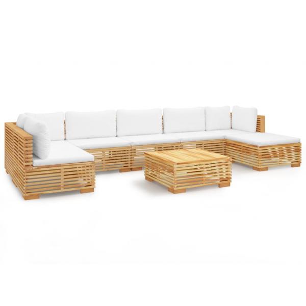 8-tlg. Garten-Lounge-Set mit Kissen Massivholz Teak