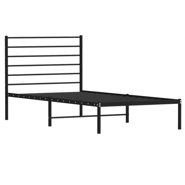 Bettgestell mit Kopfteil Metall Schwarz 107x203 cm