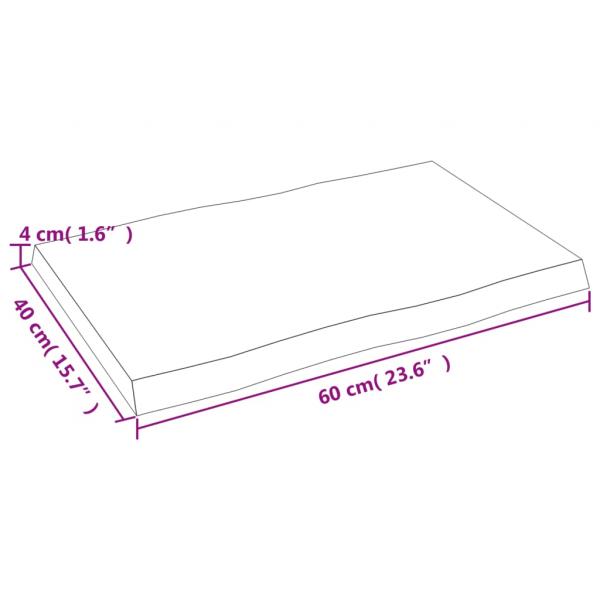 Tischplatte 60x40x(2-4) cm Massivholz Unbehandelt Baumkante