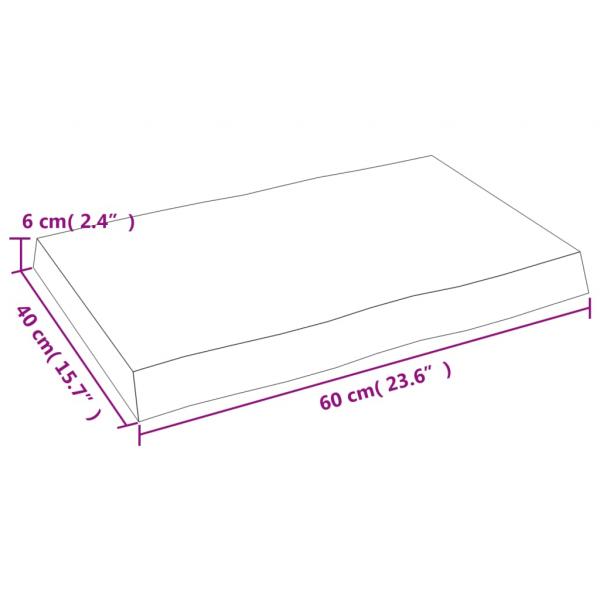 Tischplatte 60x40x(2-6) cm Massivholz Unbehandelt Baumkante