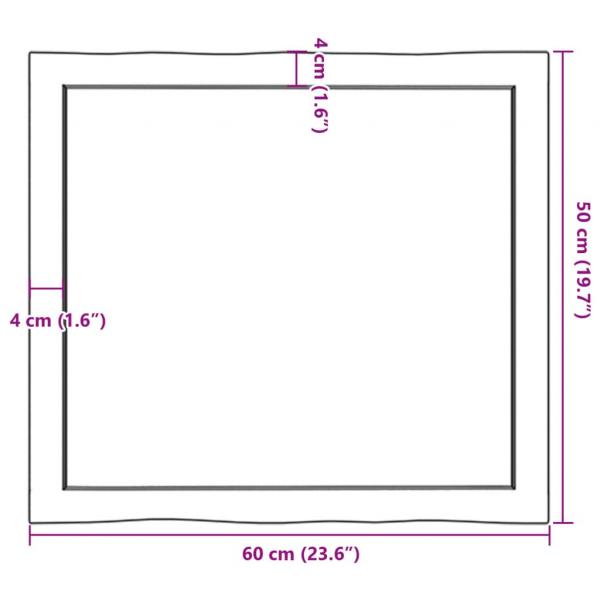 Tischplatte 60x50x(2-6) cm Massivholz Unbehandelt Baumkante