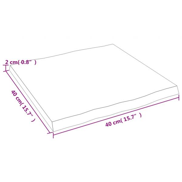 Tischplatte 40x40x2 cm Massivholz Eiche Behandelt Baumkante