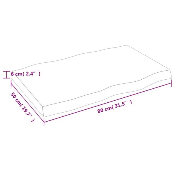 Tischplatte 80x50x(2-6) cm Massivholz Behandelt Baumkante