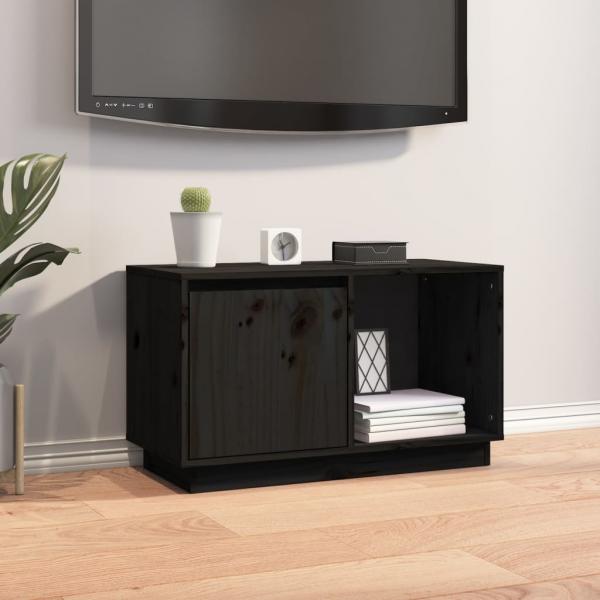 ARDEBO.de - TV-Schrank Schwarz 74x35x44 cm Massivholz Kiefer