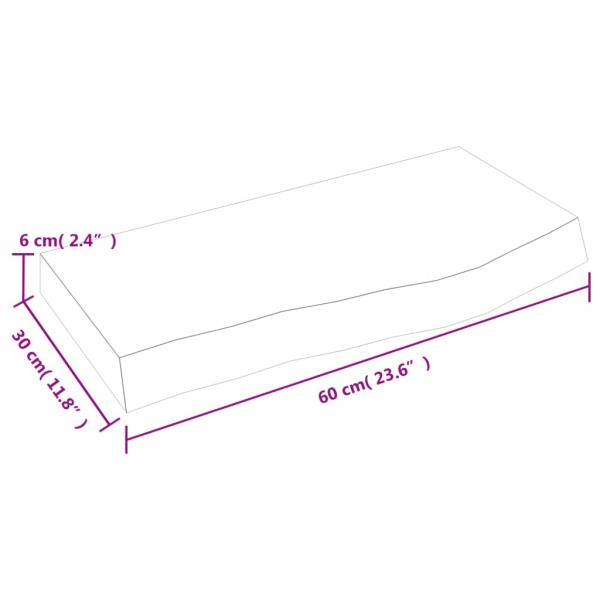 Wandregal Hellbraun 60x30x(2-6) cm Massivholz Eiche Behandelt