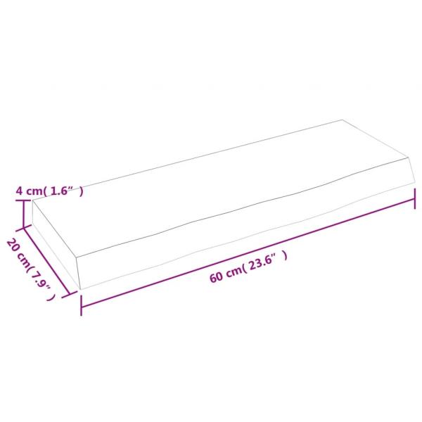 Wandregal Hellbraun 60x20x4 cm Massivholz Eiche Behandelt