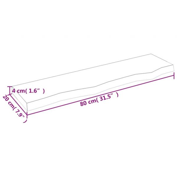 Wandregal Hellbraun 80x20x4 cm Massivholz Eiche Behandelt