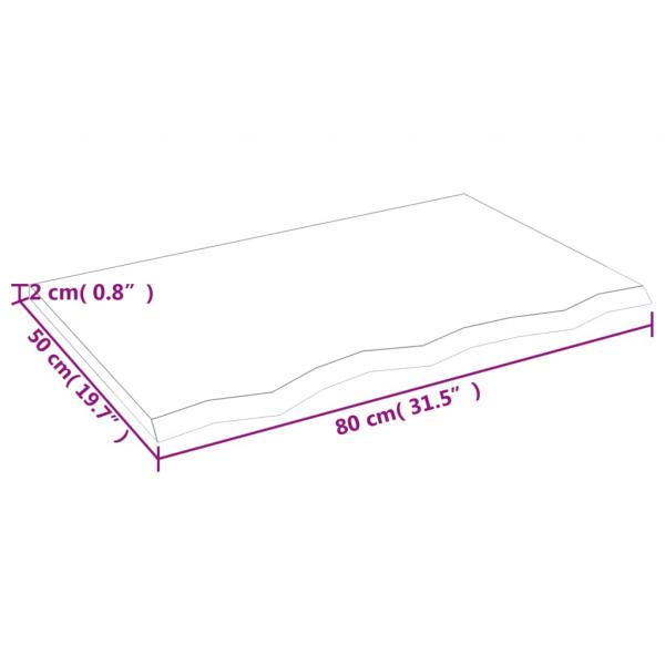 Wandregal Hellbraun 80x50x2 cm Massivholz Eiche Behandelt