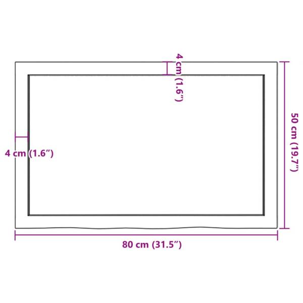 Wandregal Dunkelbraun 80x50x(2-4) cm Massivholz Eiche Behandelt