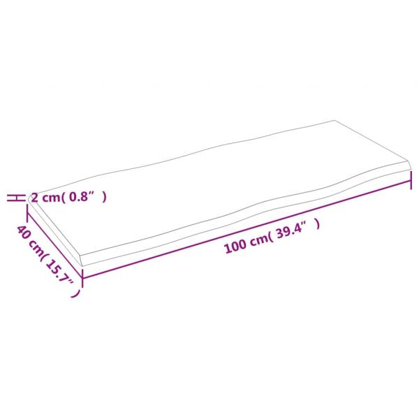 Tischplatte 100x40x2 cm Massivholz Eiche Unbehandelt Baumkante