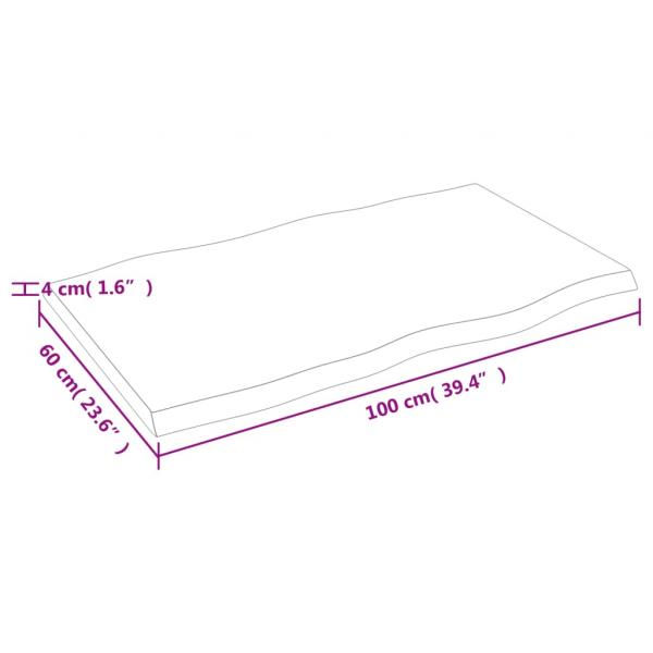 Tischplatte 100x60x(2-4) cm Massivholz Unbehandelt Baumkante