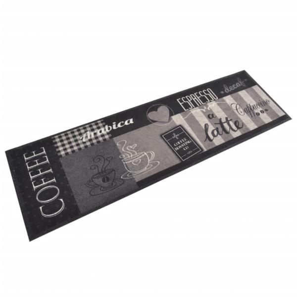 ARDEBO.de - Küchenteppich Waschbar Coffee Schwarz 45x150 cm Samt