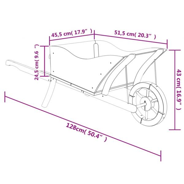 Pflanzgefäß Schubkarre-Design 128x45,5x43 cm Massivholz Tanne