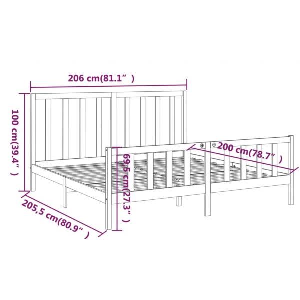 Massivholzbett Schwarz Kiefer 200x200 cm