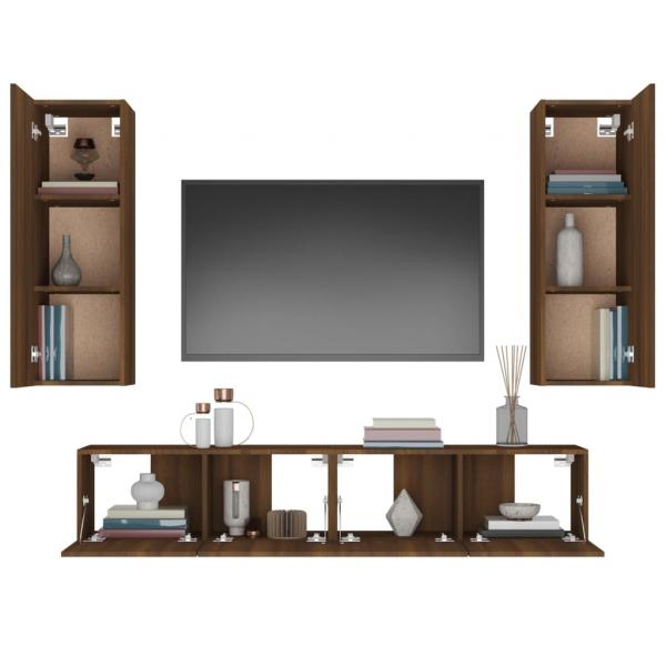 4-tlg. TV-Schrank-Set Braun Eichen-Optik Holzwerkstoff