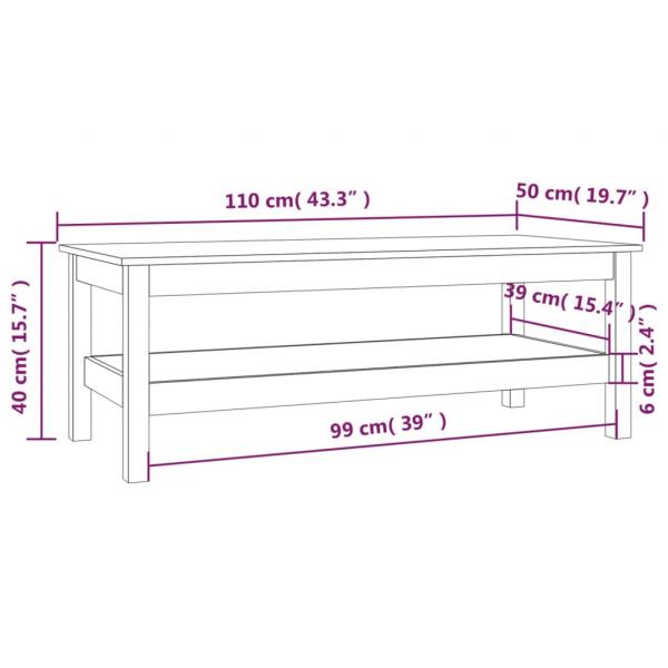 Couchtisch Grau 110x50x40 cm Massivholz Kiefer