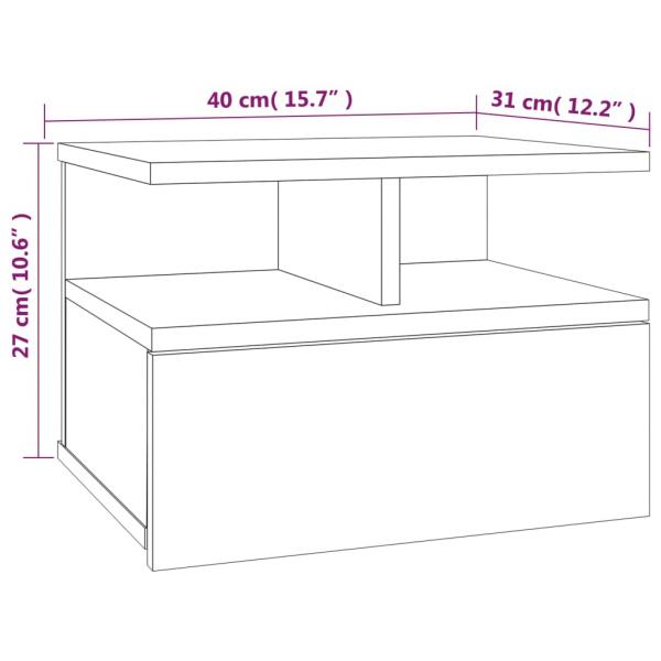 Nachttisch 2Stk. Hängend Grau Sonoma 40x31x27 cm Holzwerkstoff