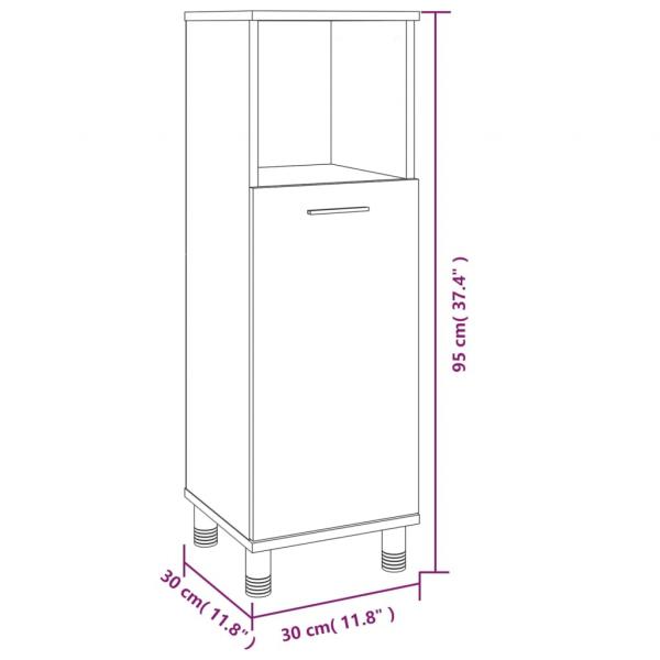 Badschrank Braun Eichen-Optik 30x30x95 cm Holzwerkstoff