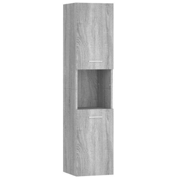 Badezimmerschrank Grau Sonoma 30x30x130 cm Holzwerkstoff