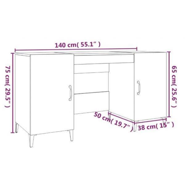 Schreibtisch Braun Eichen-Optik 140x50x75 cm Holzwerkstoff