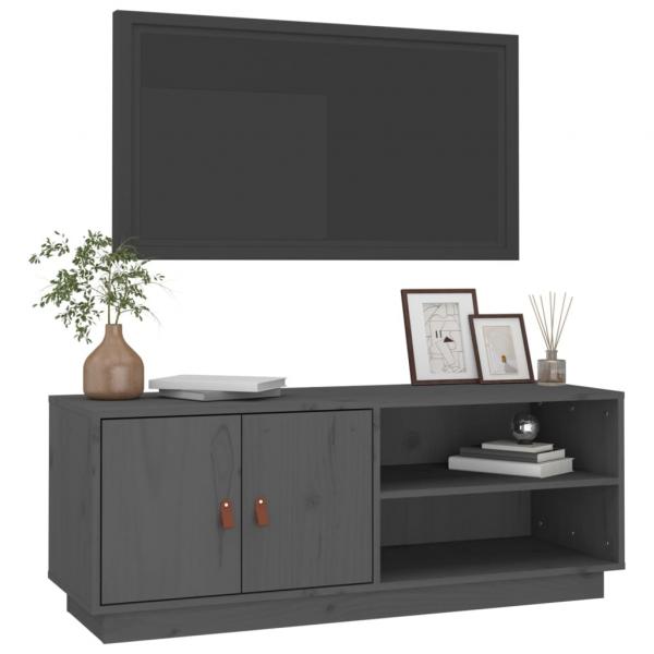 TV-Schrank Grau 105x34x40 cm Massivholz Kiefer