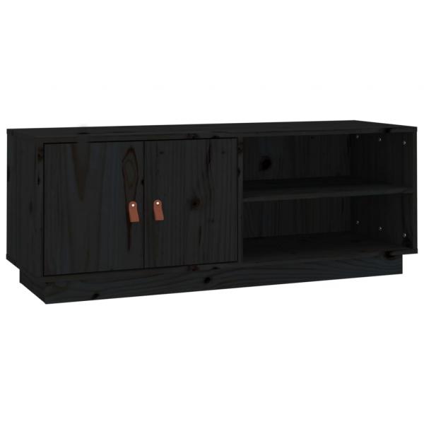 TV-Schrank Schwarz 105x34x40 cm Massivholz Kiefer