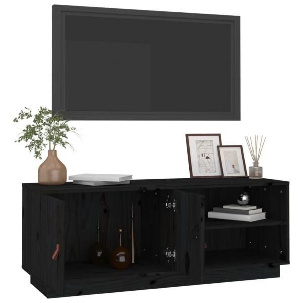 TV-Schrank Schwarz 105x34x40 cm Massivholz Kiefer