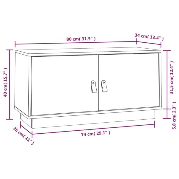 TV-Schrank Grau 80x34x40 cm Massivholz Kiefer