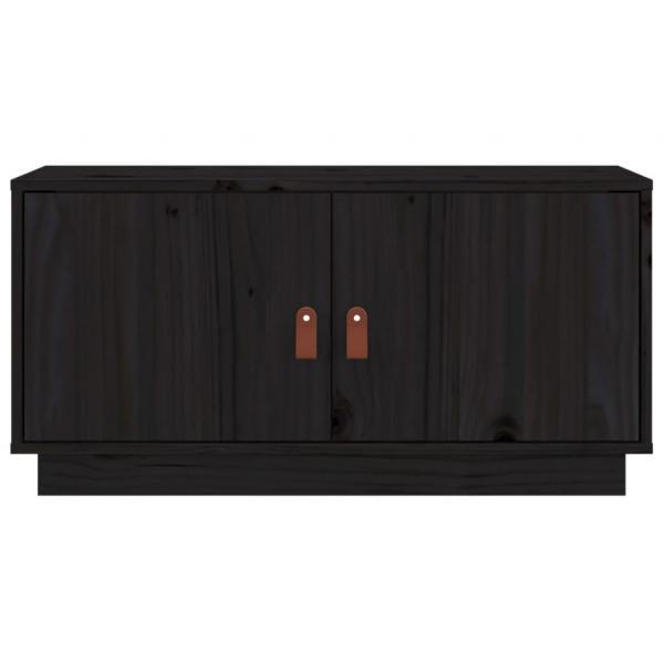 TV-Schrank Schwarz 80x34x40 cm Massivholz Kiefer