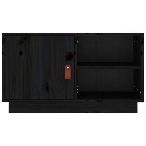 TV-Schrank Schwarz 70x34x40 cm Massivholz Kiefer