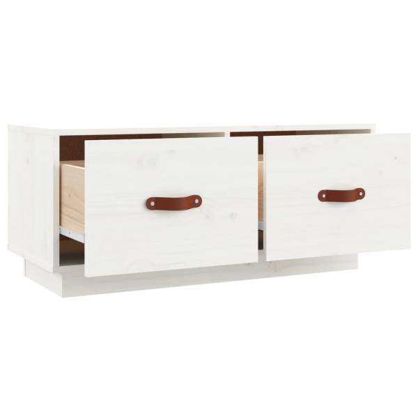 TV-Schrank Weiß 80x34x35 cm Massivholz Kiefer