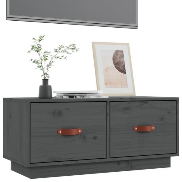 TV-Schrank Grau 80x34x35 cm Massivholz Kiefer