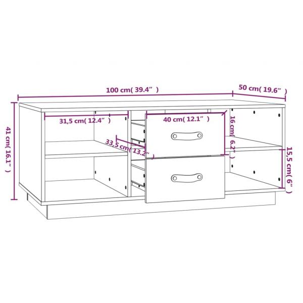 Couchtisch Grau 100x50x41 cm Massivholz Kiefer