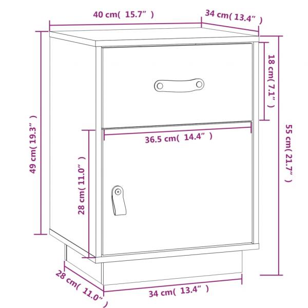 Nachttische 2 Stk. Grau 40x34x55 cm Massivholz Kiefer