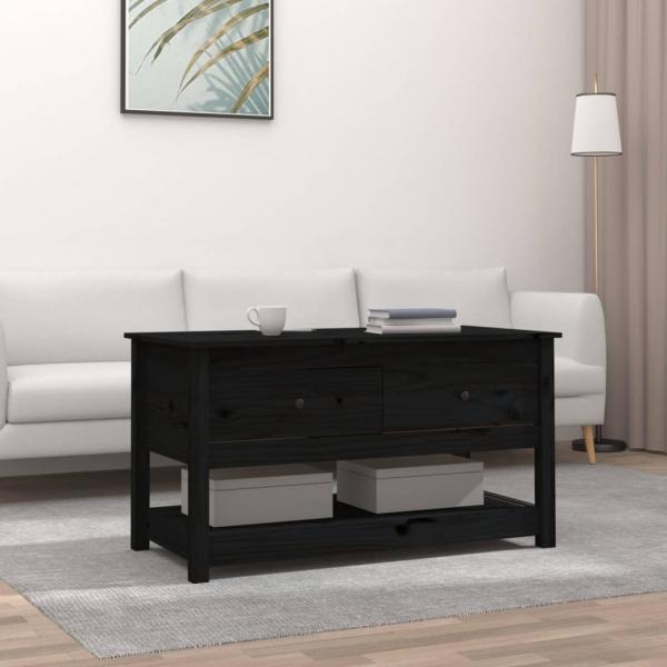 ARDEBO.de - Couchtisch Schwarz 102x49x55 cm Massivholz Kiefer