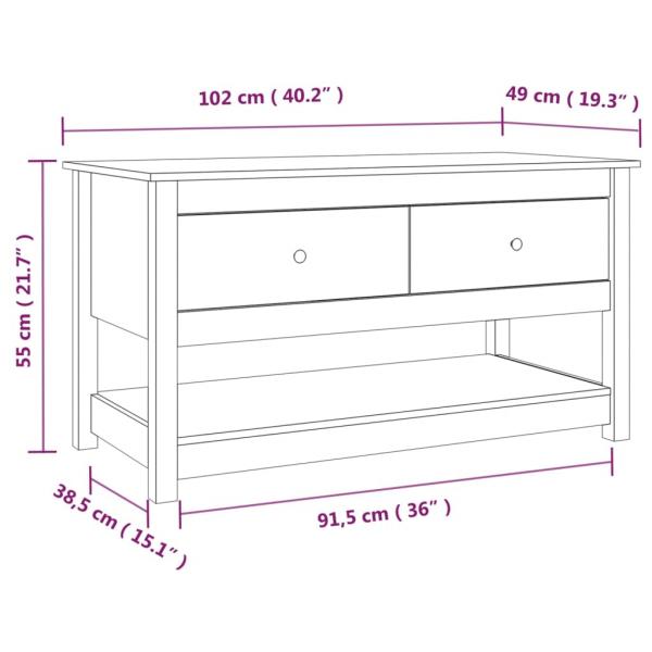 Couchtisch Schwarz 102x49x55 cm Massivholz Kiefer