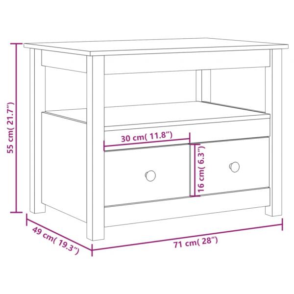 Couchtisch Grau 71x49x55 cm Massivholz Kiefer